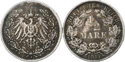 World Coins - GERMANY - EMPIRE, 1/2 Mark, 1917, Berlin, , Silver, KM:17