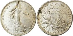 World Coins - Coin, France, Semeuse, 50 Centimes, 1907, Paris, , Silver, KM:854