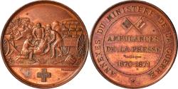 World Coins - France, Medal, Ministère de la Guerre, Ambulances de la Presse, WAR, 1870-1871
