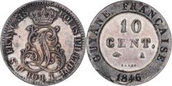 World Coins - French Guiana, Louis Philippe I, 10 Cent, 1846, Paris, Billon,