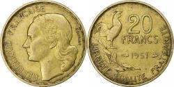 World Coins - France, 20 Francs, Guiraud, 1951, Paris, Cupro-Aluminium,