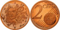 World Coins - France, 2 Euro Cent, Proof, 1999, Monnaie de Paris, Copper Plated Steel