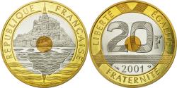 World Coins - Coin, France, Mont Saint Michel, 20 Francs, 2001, , Tri-Metallic