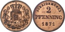 World Coins - Kingdom of Bavaria, Ludwig II, 2 Pfennig, 1871, Munich, Copper,