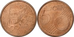 World Coins - France, 5 Euro Cent, 2001, Paris, Copper Plated Steel,