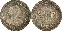 World Coins - Coin, France, Louis XIII, Double Tournois, 1639, Vallée du Rhône,
