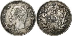 World Coins - France, Napoleon III, 20 Centimes, Napoléon III, 1854, Paris, Silver