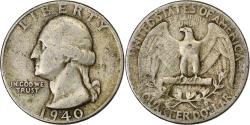 Us Coins - United States, Quarter, Washington Quarter, 1940, U.S. Mint, Silver,