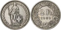 World Coins - Switzerland, 2 Francs, Helvetia, 1969, Bern, Copper-nickel,