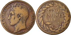 World Coins - Coin, Monaco, Honore V, 5 Centimes, Cinq, 1837, Monaco, Grosse tête et Cuivre