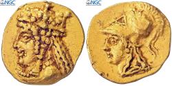 Ancient Coins - Cyprus, Nikokles, 1/12 Stater, ca. 374-361 BC, Salamis, Gold, NGC, Ch XF