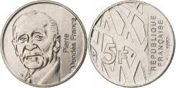 World Coins - France, 5 Francs, Mendès France, 1992, Paris, Nickel Clad Copper-Nickel