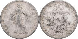 World Coins - France, 50 Centimes, Semeuse, 1908, Paris, Silver, , Gadoury:420