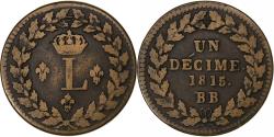 World Coins - France, Louis XVIII, Decime, 1815, Strasbourg, Bronze, , Gadoury:196