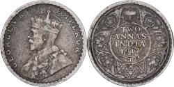 World Coins - British India, George V, 2 Annas, 1917, Silver, , KM:515