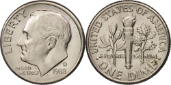 Us Coins - United States, Roosevelt Dime, 1988, Denver, , KM:195a