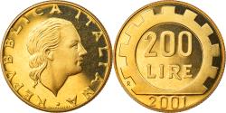 World Coins - Coin, Italy, 200 Lire, 2001, Rome, Proof, , Aluminum-Bronze, KM:105