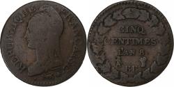 World Coins - France, 5 Centimes, Dupré, AN 8, Strasbourg, Copper, , Gadoury:126a
