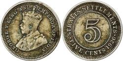 World Coins - Straits Settlements, George V, 5 Cents, 1926, Silver, , KM:36
