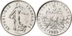 World Coins - France, 5 Francs, Semeuse, 1982, Monnaie de Paris, série FDC, Copper-nickel