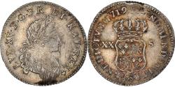 World Coins - Coin, France, Louis XV, 1/6 Écu (XX – S) de France-Navarre, 20 Sols, 1/6 ECU