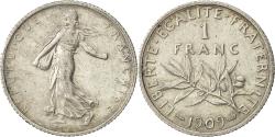 World Coins - Coin, France, Semeuse, Franc, 1909, Paris, , Silver, KM:844.1