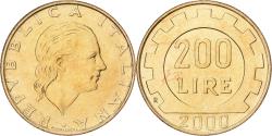 World Coins - Italy, 200 Lire, 2000, Rome, BU, Bronzital, , KM:105