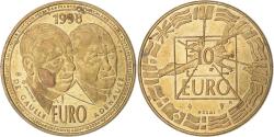 World Coins - France, Medal, 10 Euro, De Gaulle-Adenauer, 1998, Copper Gilt, Jimenez
