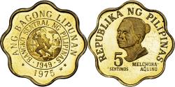 World Coins - Coin, Philippines, 5 Sentimos, 1975, BE, , Brass, KM:206