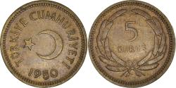 World Coins - Coin, Turkey, 5 Kurus, 1950, , Brass, KM:887