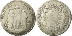 World Coins - Coin, France, Union et Force, 5 Francs, AN 6, Bordeaux, , Silver