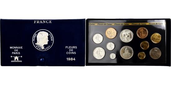 World Coins - France, Coffret 1 c. à 100 frs., 1984, MDP, série FDC,