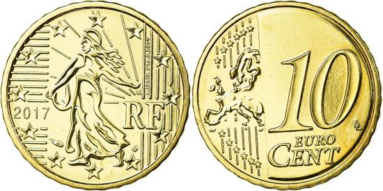 France, 10 Euro Cent, 2017, , Brass | European Coins