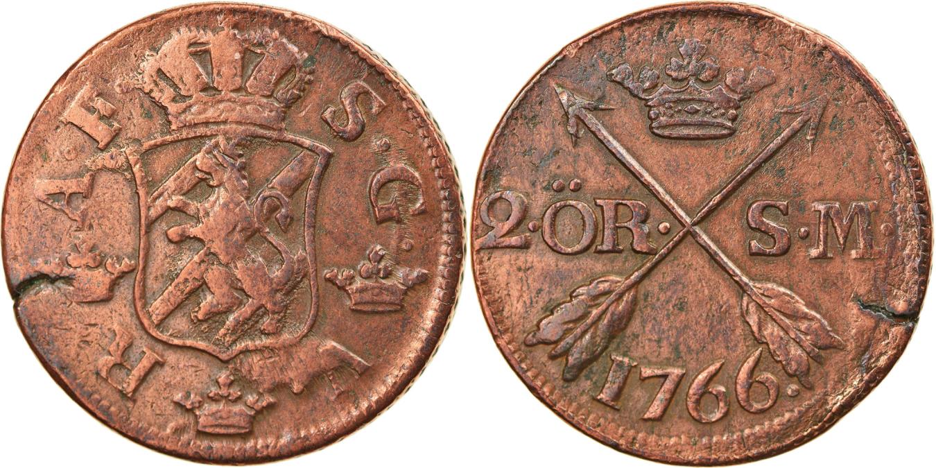 Coin, Sweden, Adolf Frederick, 2 Ore, S.M., 1766, , Copper, KM:461