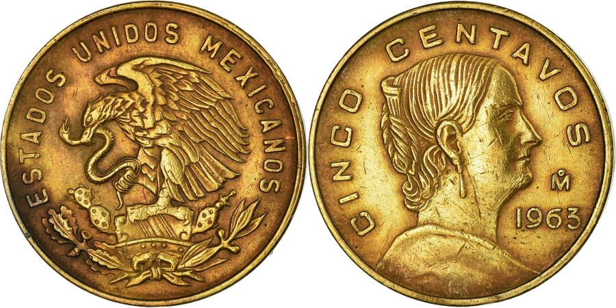 World Coins - Coin, Mexico, 5 Centavos, 1963, Mexico City, , Brass, KM:426