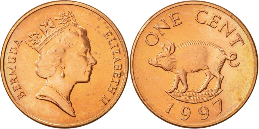 Bermuda Elizabeth II Cent 1997 Copper Plated Zinc KM 44b bermuda-elizabeth-ii-cent-1997-copper-plated-zinc-km-44b