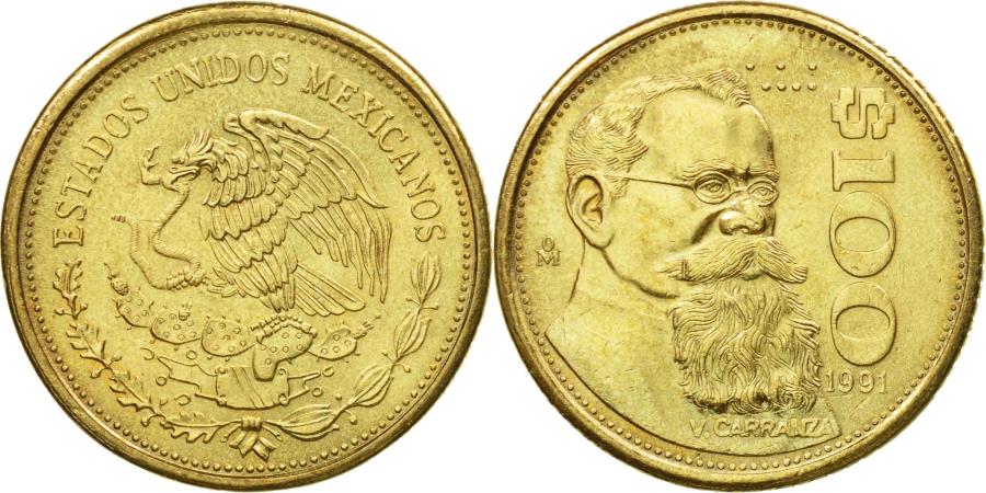 World Coins - Coin, Mexico, 100 Pesos, 1991, Mexico City, , Aluminum-Bronze, KM:493