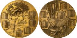 World Coins - France, Medal, Calendrier, Nouvelle Année, Abeilles, 1990, Bronze,