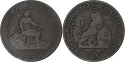 World Coins - Spain, Provisional Government, 10 Centimos, 1870, Copper, , KM:663
