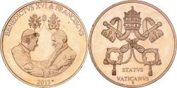 World Coins - Vatican, Medal, Les Papes Benoit XVI et François, 2013, Copper Gilt,