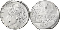 World Coins - Coin, Brazil, 10 Centavos, 1974, error off center strike, , Stainless