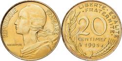 World Coins - France, 20 Centimes, Marianne, 1995, MDP, Série BU, Aluminum-Bronze,