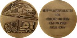 World Coins - France, Medal, 150ème Anniversaire du Chemin de Fer, 1982, Bronze,