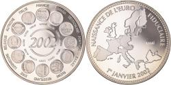 World Coins - France, Medal, Naissance de l'euro fiduciaire, 1er Janvier 2002, Politics, 2002