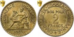 World Coins - France, 2 Francs, Chambre de commerce, 1923, Paris, Cupro-Aluminium, PCGS,