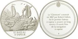 World Coins - France, Medal, Le bateau à vapeur, Sciences & Technologies, , Silver
