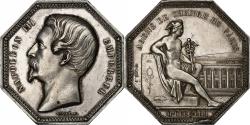 World Coins - France, Token, Napoléon III, Agents de Change de Paris, 1853, Silver, Caqué