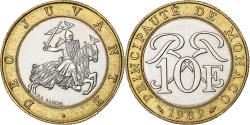 World Coins - Monaco, Rainier III, 10 Francs, 1989, Paris, Bi-Metallic,