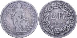 World Coins - Switzerland, 2 Francs, 1874, Bern, Silver, , KM:21