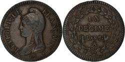 World Coins - Coin, France, Decime, AN 7/5, Paris, Coq/Corne, , Bronze, Gadoury:187